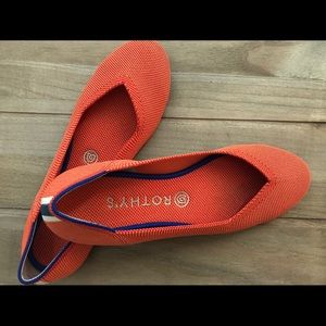 Rothys Flats Persimmon Heel Stripe Sz 8.5 Like New